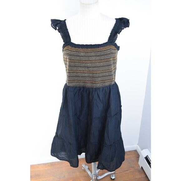 J.CREW Dresses & Skirts - J Crew Dress Womens Petite Large Black Smocked Mini Sleeveless Cotton New